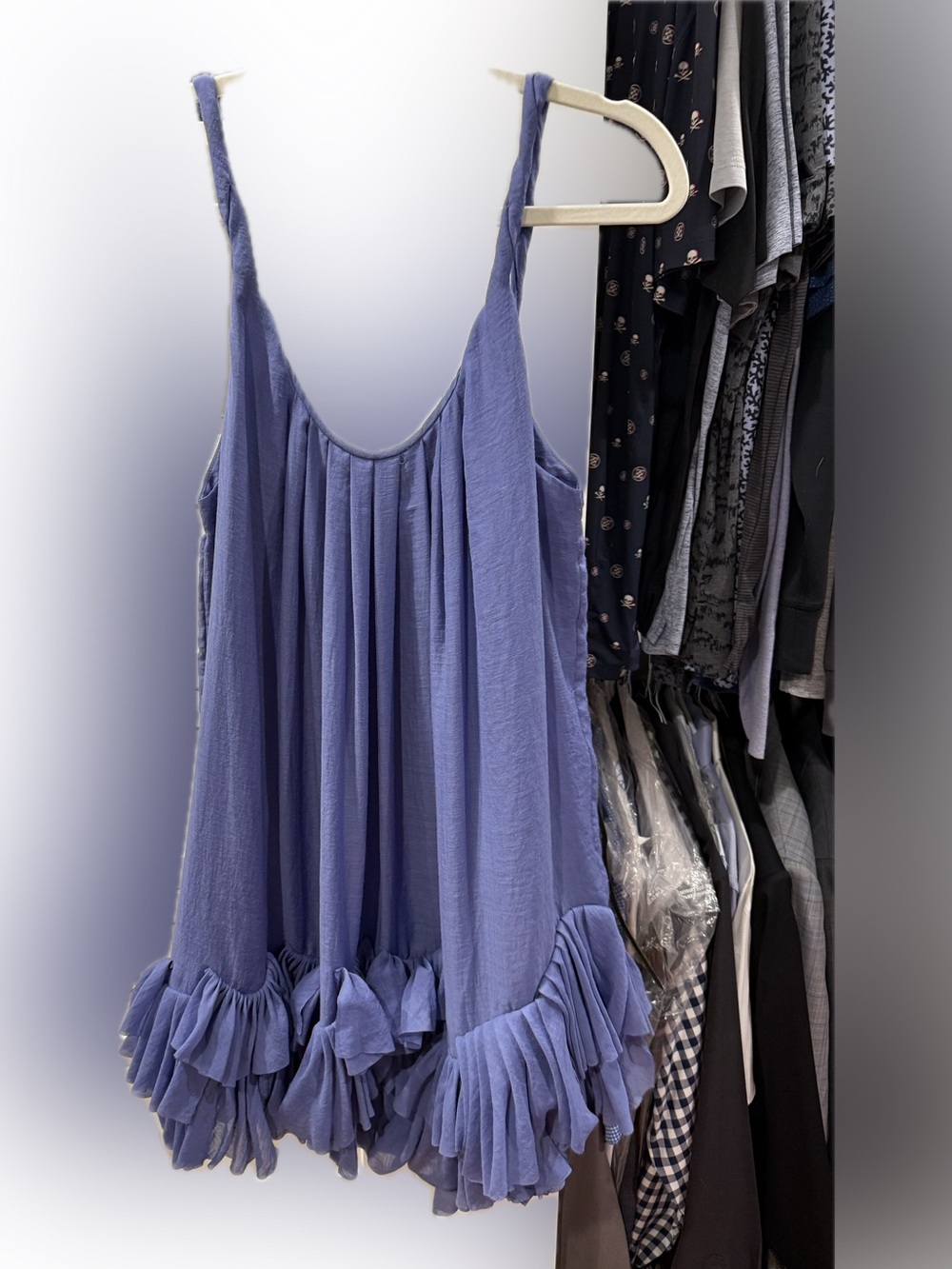 Rebecca Taylor Lavender Ruffle-Hem Sleeveless Dress
